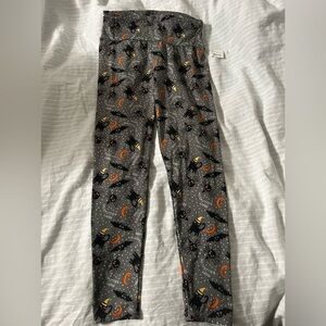💝 ShoSho Women's  Fleece Halloween Spider Leggings Gray/Black/Orange Size L/XL